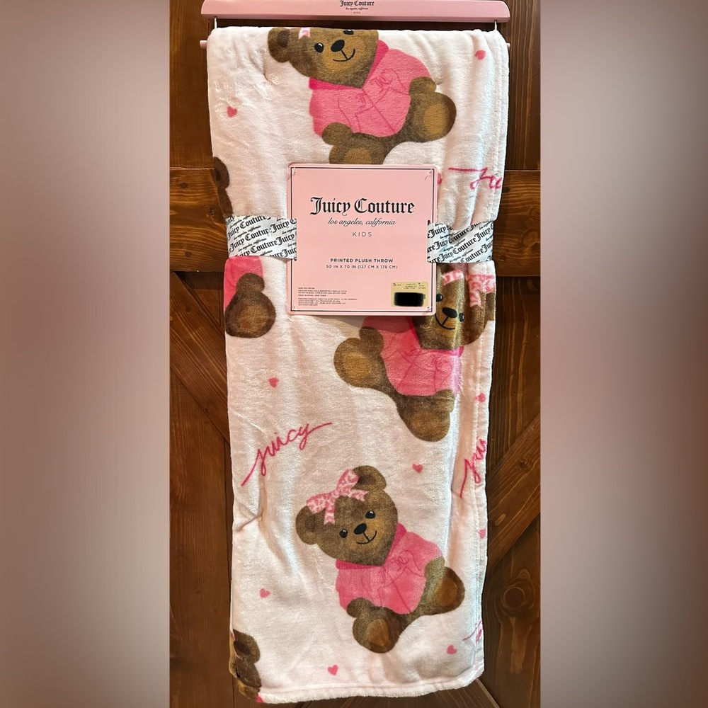 Juicy Couture PINK Throw Blanket w/ Bears